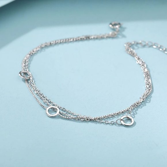 Dainty 925 Sterling Silver Circle Chain Bracelet - Picture 4 of 6